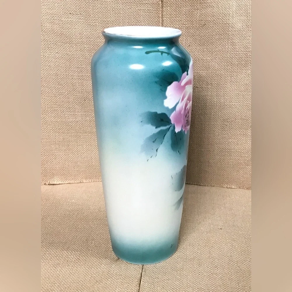 Vintage Carl Tielsch CT Altwasser Tall Floral Rose Porcelain Vase Hand Painted